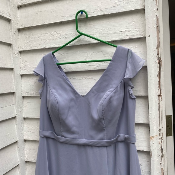 Azazie Dusty Dusty Lavender Maxi Gown V-Neck Flutter Sleeve Bridesmaid Dress - Picture 5 of 17